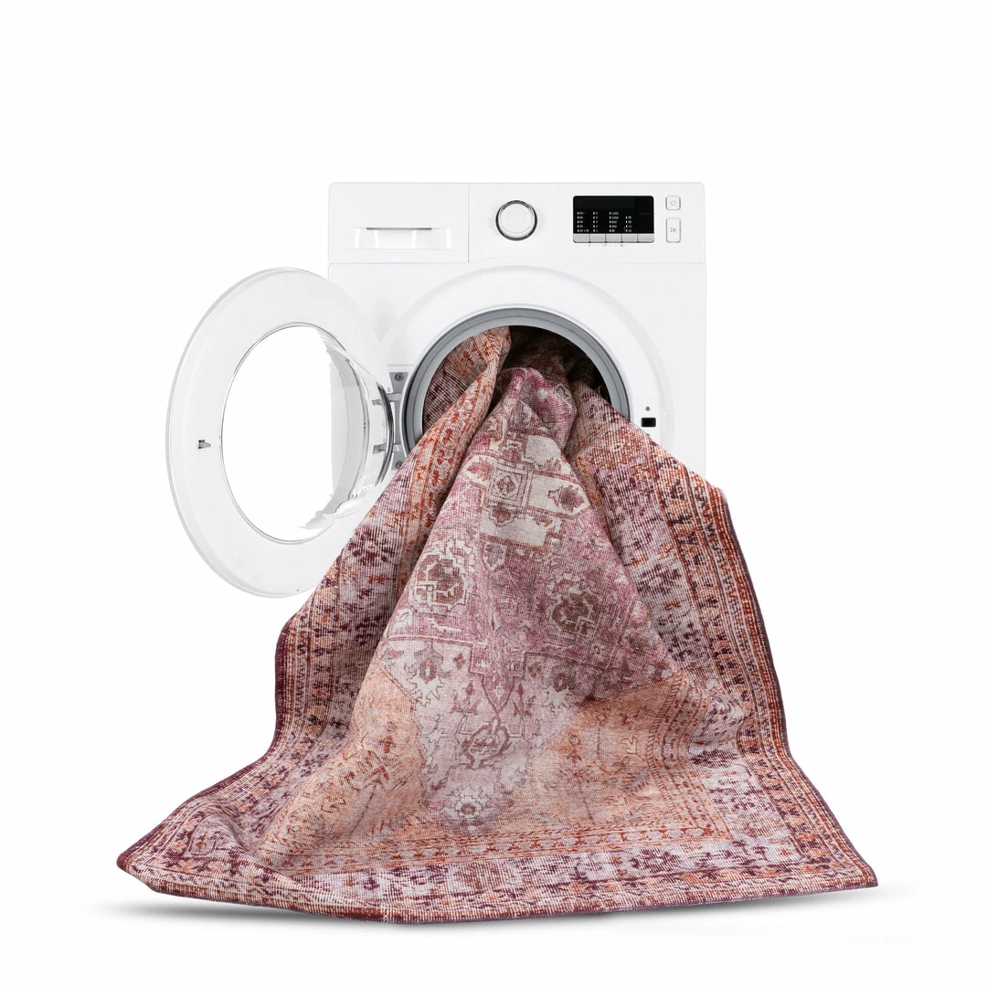 Well Woven Gila Machine Washable Vintage Bohemian Medallion Oriental Purple Flat-Weave Distressed Rug Global 6 Well Woven Gila Machine Washable Vintage Bohemian Medallion Oriental Purple Flat-Weave Distressed Rug Global