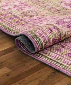 Well Woven Gila Machine Washable Vintage Bohemian Medallion Oriental Pink Flat-Weave Distressed Rug