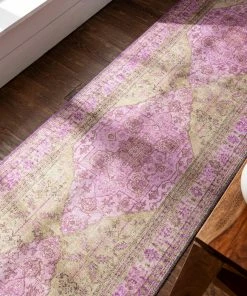 Well Woven Gila Machine Washable Vintage Bohemian Medallion Oriental Pink Flat-Weave Distressed Rug