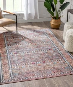 Well Woven Murcia Machine Washable Tribal Ethnic Vintage Red Flat-Weave Rug