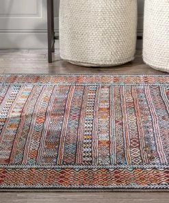 Well Woven Murcia Machine Washable Tribal Ethnic Vintage Red Flat-Weave Rug