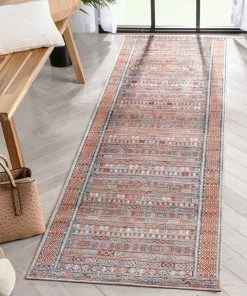 Well Woven Murcia Machine Washable Tribal Ethnic Vintage Red Flat-Weave Rug