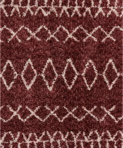Well Woven Parley Maroon Modern Moroccan Shag Rug