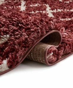 Well Woven Parley Maroon Modern Moroccan Shag Rug