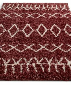 Well Woven Parley Maroon Modern Moroccan Shag Rug