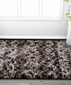 Well Woven Tribal Parley Dark Gray Modern Moroccan Shag Rug