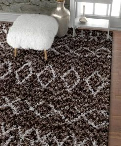 Well Woven Tribal Parley Dark Gray Modern Moroccan Shag Rug