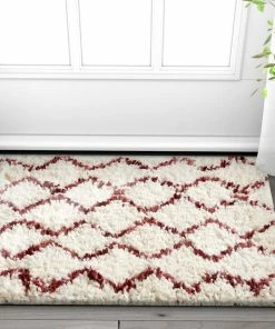 Well Woven Wazuu Maroon Modern Moroccan Shag Rug By Chill Rugs 3'11