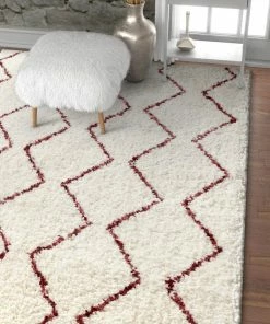 Well Woven Wazuu Maroon Modern Moroccan Shag Rug By Chill Rugs 3'11