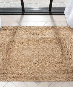 Well Woven Jemma Jute Braided Pattern Natural Hand-Woven Chunky-Textured Rug Jute + Natural
