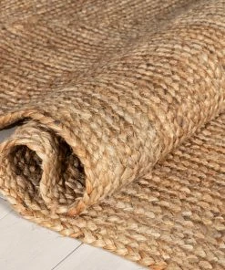 Well Woven Jemma Jute Braided Pattern Natural Hand-Woven Chunky-Textured Rug Jute + Natural
