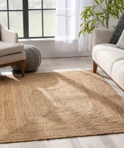 Well Woven Jemma Jute Braided Pattern Natural Hand-Woven Chunky-Textured Rug Jute + Natural
