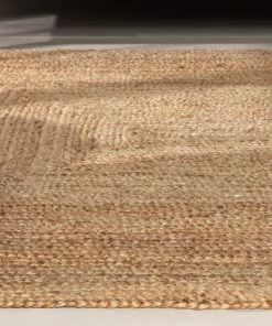 Well Woven Jemma Jute Braided Pattern Natural Hand-Woven Chunky-Textured Rug Jute + Natural