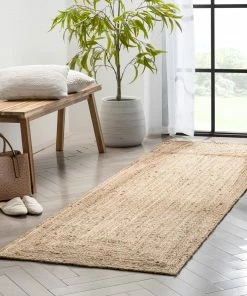 Well Woven Jemma Jute Braided Pattern Natural Hand-Woven Chunky-Textured Rug Jute + Natural