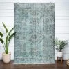 Well Woven Global Ekrem Light Blue Overdyed Floral Pattern One-of-a-Kind Handmade Wool Area Rug 5'8" X 9'