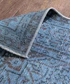 Well Woven Austin Light Blue Overdyed Medallion One-of-a-Kind Handmade Wool Area Rug 6'2" X 10'2"