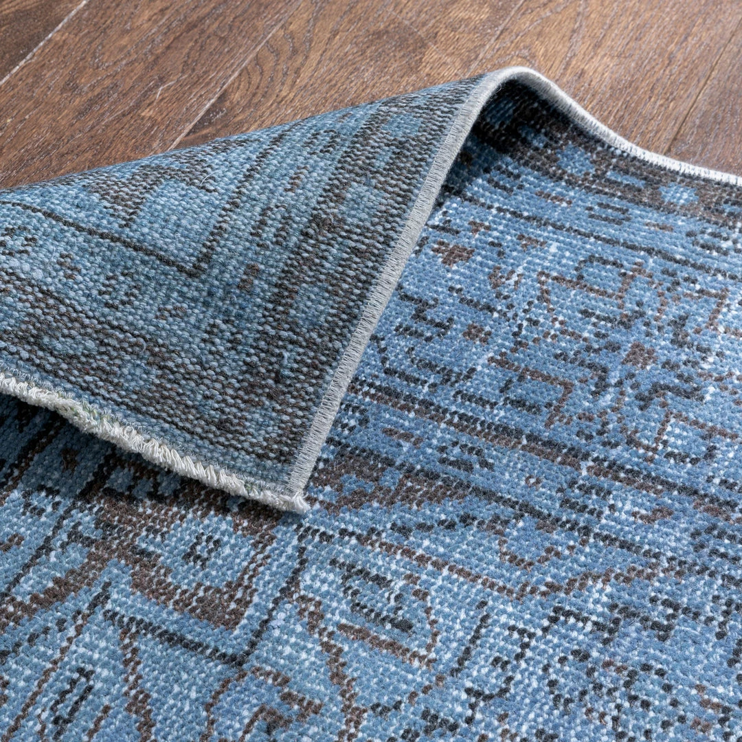Well Woven Austin Light Blue Overdyed Medallion One-of-a-Kind Handmade Wool Area Rug 6'2" X 10'2" 2 Well Woven Austin Light Blue Overdyed Medallion One-of-a-Kind Handmade Wool Area Rug 6'2" X 10'2"