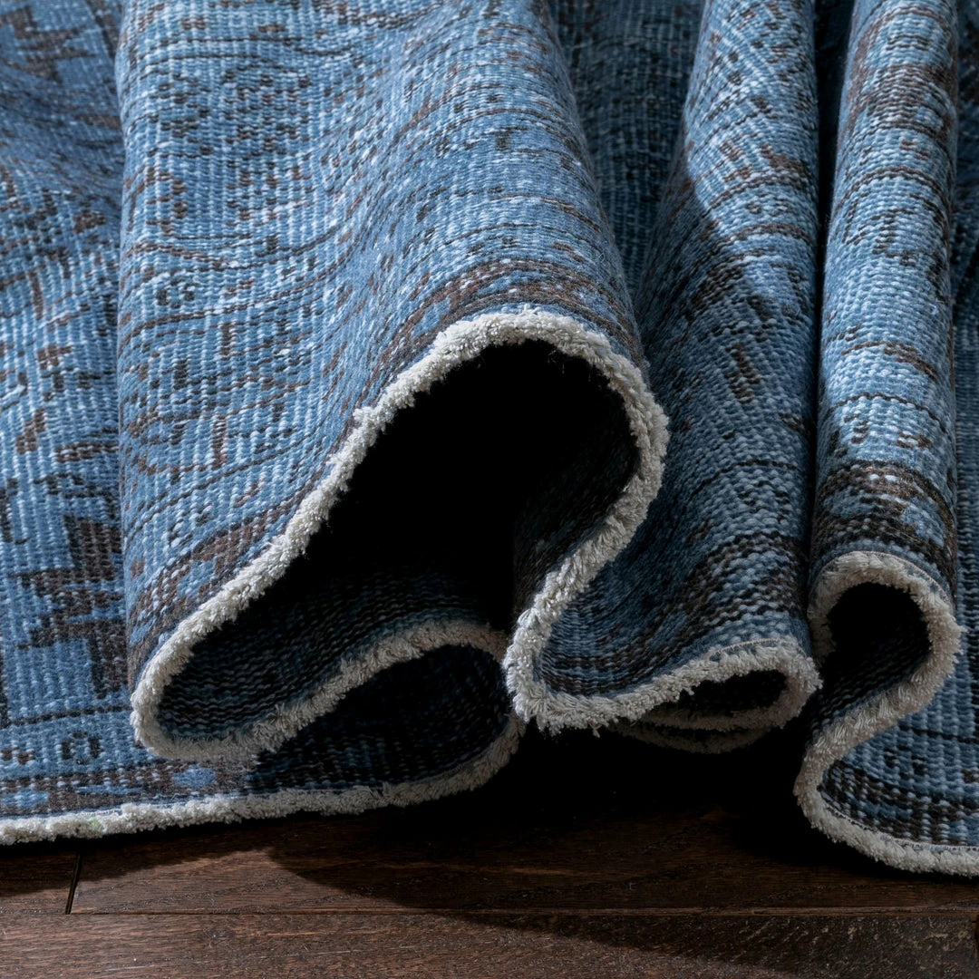 Well Woven Austin Light Blue Overdyed Medallion One-of-a-Kind Handmade Wool Area Rug 6'2" X 10'2" 4 Well Woven Austin Light Blue Overdyed Medallion One-of-a-Kind Handmade Wool Area Rug 6'2" X 10'2"