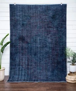 Well Woven Azul Dark Blue Overdyed Medallion One-of-a-Kind Handmade Wool Area Rug 6'3" X 9'4" Global