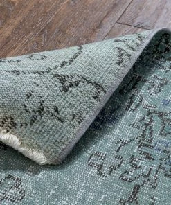 Well Woven Ashton Light Blue Overdyed Medallion One-of-a-Kind Handmade Wool Area Rug 6'2" X 9'8"