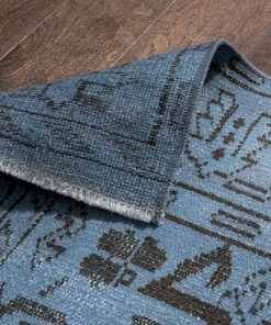 Well Woven Bansi Light Blue Overdyed Medallion One-of-a-Kind Handmade Wool Area Rug 5'5" X 9'7"