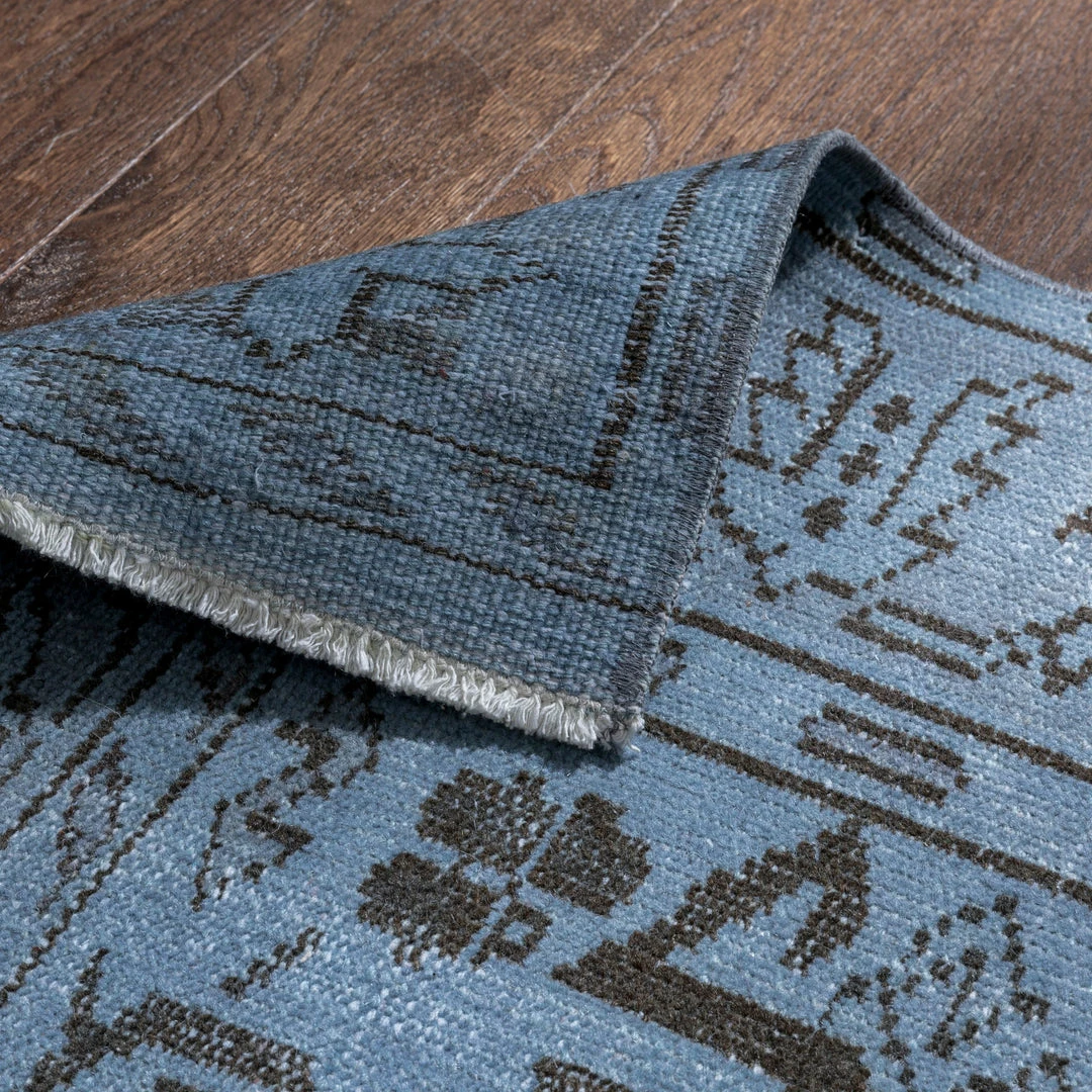 Well Woven Bansi Light Blue Overdyed Medallion One-of-a-Kind Handmade Wool Area Rug 5'5" X 9'7" 2 Well Woven Bansi Light Blue Overdyed Medallion One-of-a-Kind Handmade Wool Area Rug 5'5" X 9'7"