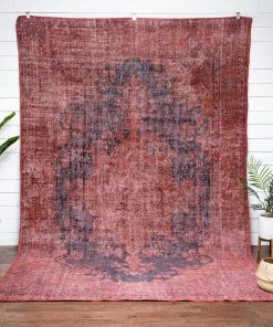 Well Woven Global Cabrenet Pink & Purple Overdyed Medallion One-of-a-Kind Handmade Wool Area Rug 8'8" X 11'11"