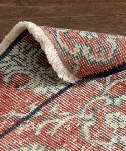 Well Woven Global Dize Red & Navy Blue Persian Geometric Lattice Pattern One-of-a-Kind Handmade Wool Area Rug 2'8