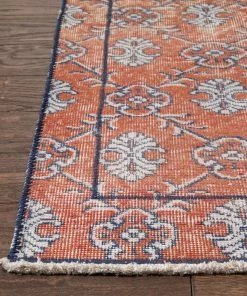 Well Woven Enza Crimson & Navy Blue Persian Geometric Lattice Pattern One-of-a-Kind Handmade Wool Area Rug 2'8
