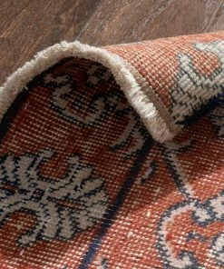 Well Woven Enza Crimson & Navy Blue Persian Geometric Lattice Pattern One-of-a-Kind Handmade Wool Area Rug 2'8