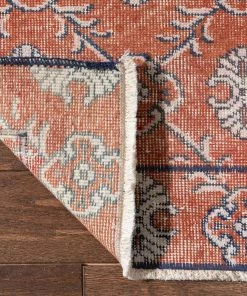 Well Woven Enza Crimson & Navy Blue Persian Geometric Lattice Pattern One-of-a-Kind Handmade Wool Area Rug 2'8