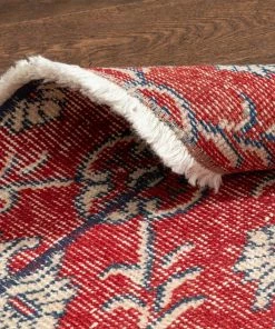 Well Woven Global Nizzo Red & Navy Blue Persian Geometric Lattice Pattern One-of-a-Kind Handmade Wool Area Rug 2'7