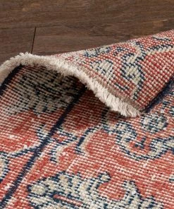 Well Woven Global Tuzzi Red & Navy Blue Persian Geometric Lattice Pattern One-of-a-Kind Handmade Wool Area Rug 2'7