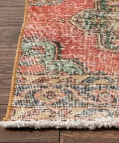 Well Woven Obize Burnt Orange Oriental Botanical Border Pattern One-of-a-Kind Handmade Wool Area Rug 2'9