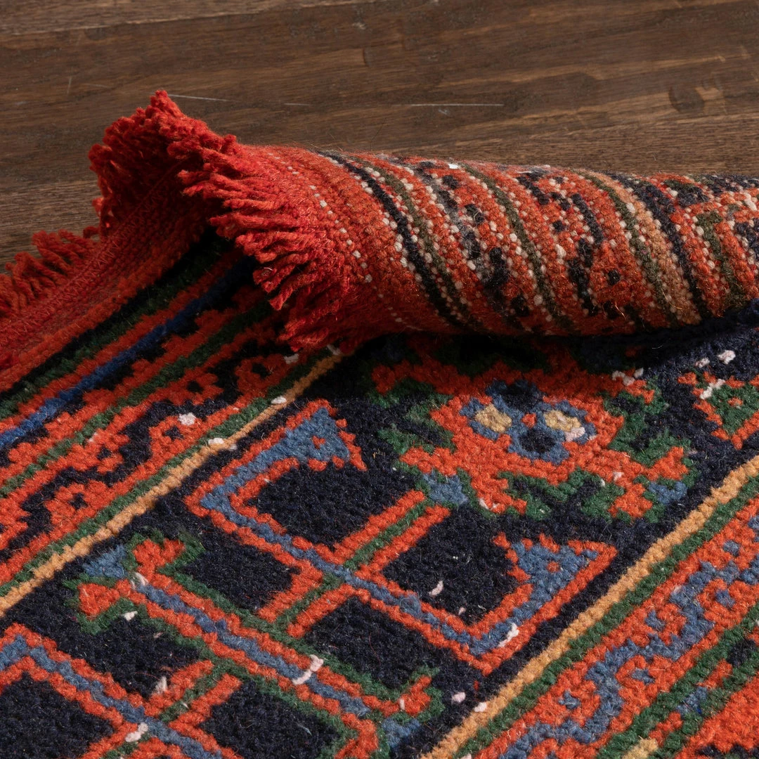 Well Woven Devon Orange & Navy Blue Oriental Botanical Border Pattern One-of-a-Kind Handmade Wool Area Rug 2'8" X 11'10" Runner 6 Well Woven Devon Orange & Navy Blue Oriental Botanical Border Pattern One-of-a-Kind Handmade Wool Area Rug 2'8" X 11'10" Runner