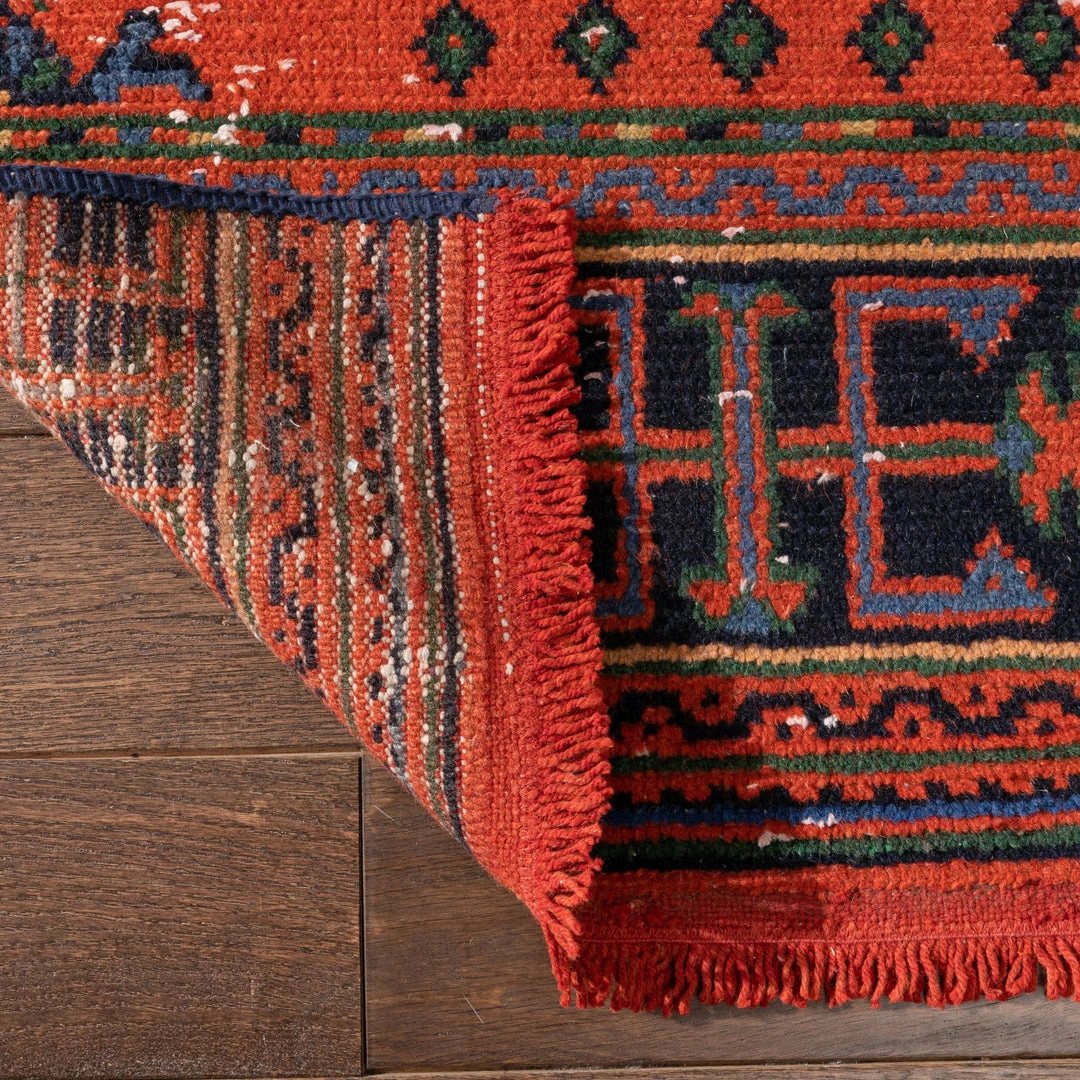 Well Woven Devon Orange & Navy Blue Oriental Botanical Border Pattern One-of-a-Kind Handmade Wool Area Rug 2'8" X 11'10" Runner 3 Well Woven Devon Orange & Navy Blue Oriental Botanical Border Pattern One-of-a-Kind Handmade Wool Area Rug 2'8" X 11'10" Runner