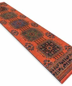 Well Woven Devon Orange & Navy Blue Oriental Botanical Border Pattern One-of-a-Kind Handmade Wool Area Rug 2'8" X 11'10" Runner 13 Well Woven Devon Orange & Navy Blue Oriental Botanical Border Pattern One-of-a-Kind Handmade Wool Area Rug 2'8