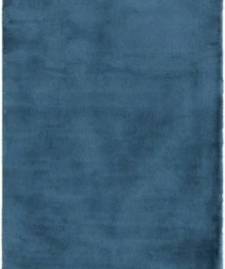 Well Woven Crest Modern Glam Faux Fur Plush Dark Blue Shag Rug