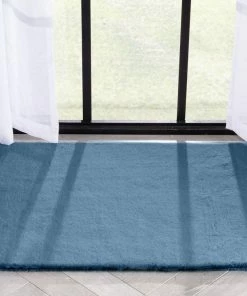 Well Woven Crest Modern Glam Faux Fur Plush Dark Blue Shag Rug