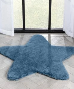 Well Woven Crest Modern Glam Faux Fur Plush Dark Blue Shag Rug