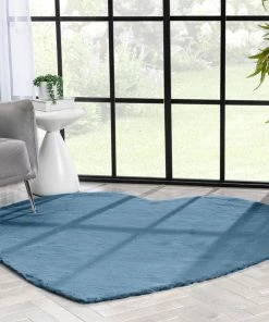 Well Woven Crest Modern Glam Faux Fur Plush Dark Blue Shag Rug