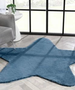 Well Woven Crest Modern Glam Faux Fur Plush Dark Blue Shag Rug