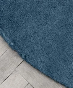 Well Woven Crest Modern Glam Faux Fur Plush Dark Blue Shag Rug