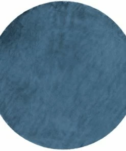 Well Woven Crest Modern Glam Faux Fur Plush Dark Blue Shag Rug