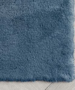 Well Woven Crest Modern Glam Faux Fur Plush Dark Blue Shag Rug