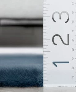 Well Woven Crest Modern Glam Faux Fur Plush Dark Blue Shag Rug