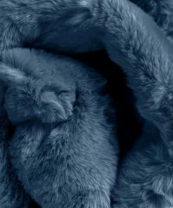 Well Woven Crest Modern Glam Faux Fur Plush Dark Blue Shag Rug