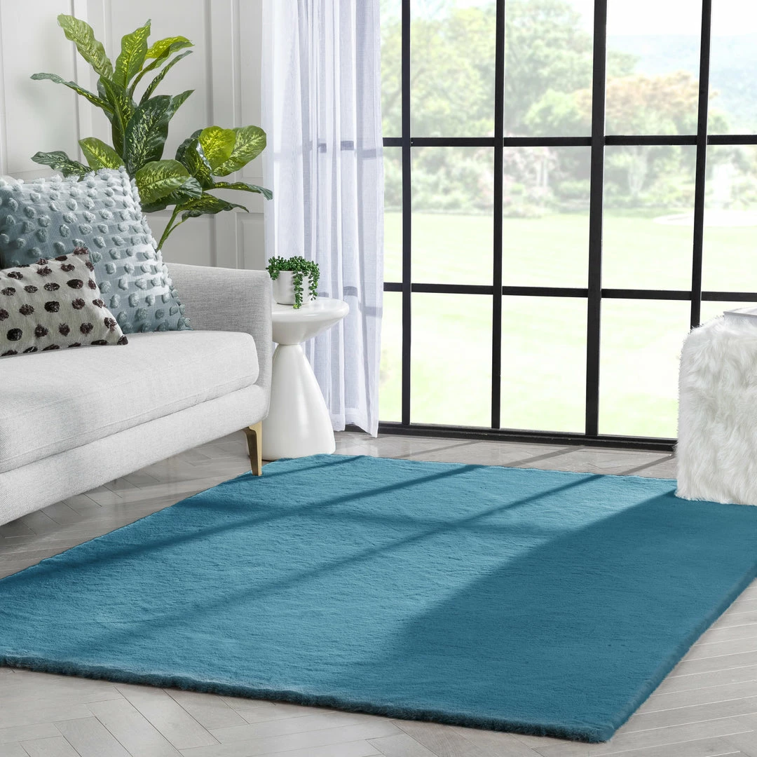 Well Woven Crest Modern Glam Faux Fur Plush Light Blue Shag Rug 6 Well Woven Crest Modern Glam Faux Fur Plush Light Blue Shag Rug