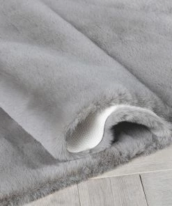 Well Woven Crest Modern Glam Faux Fur Plush Grey Shag Rug