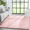 Well Woven Crest Modern Glam Faux Fur Plush Light Pink Shag Rug